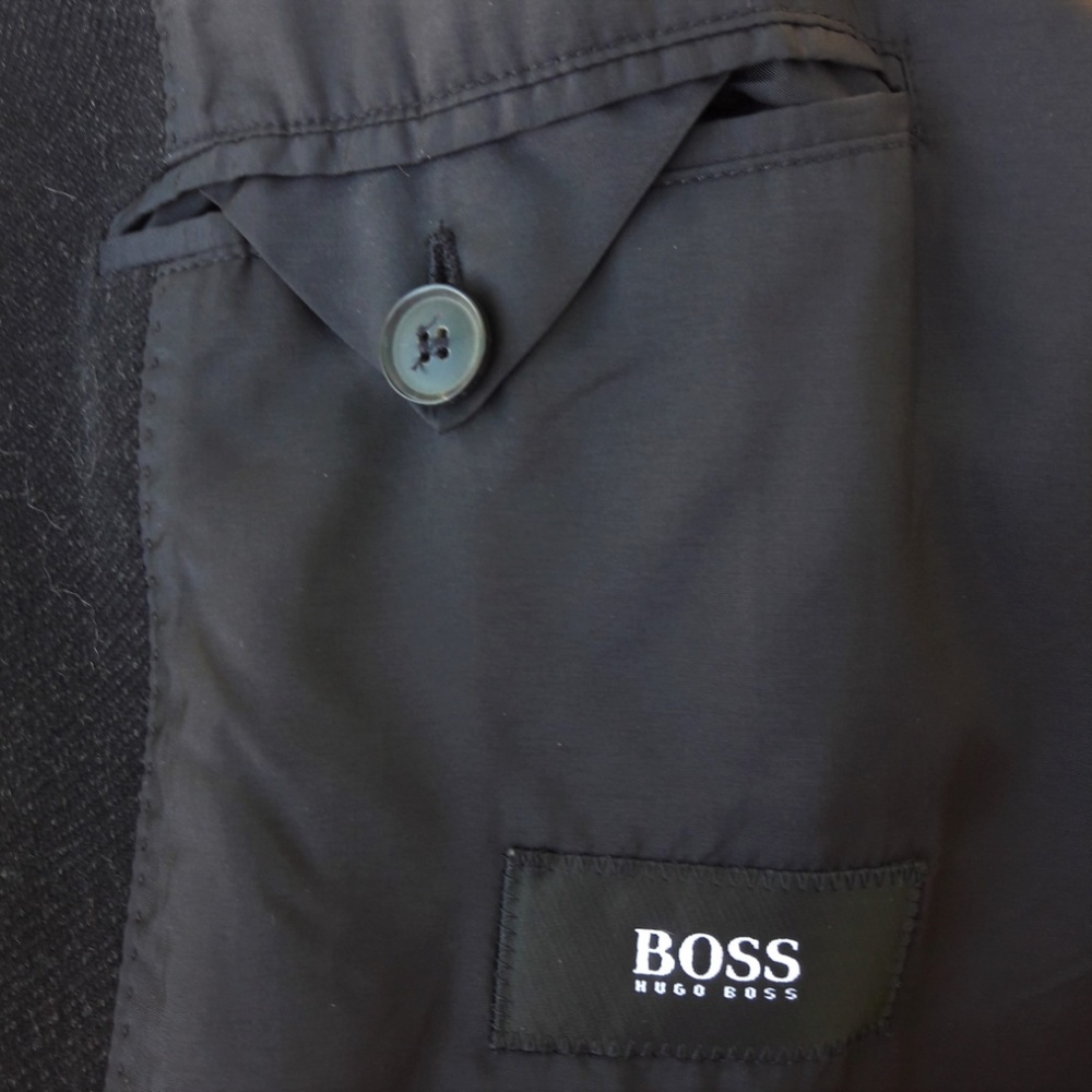 dup Hugo Boss Black Wool Blend Over Coat Trench Long 40R - Picture 7 of 8